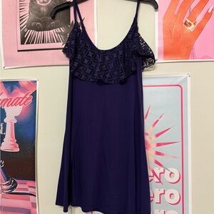 💰Xhilaration Dark Blue Dress with Lace Accent